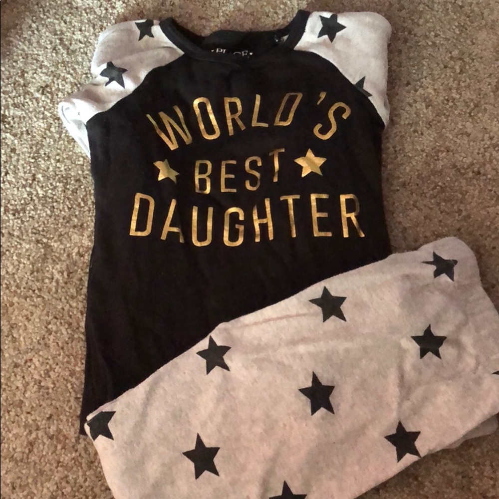 Long sleeve pajama top with bottoms